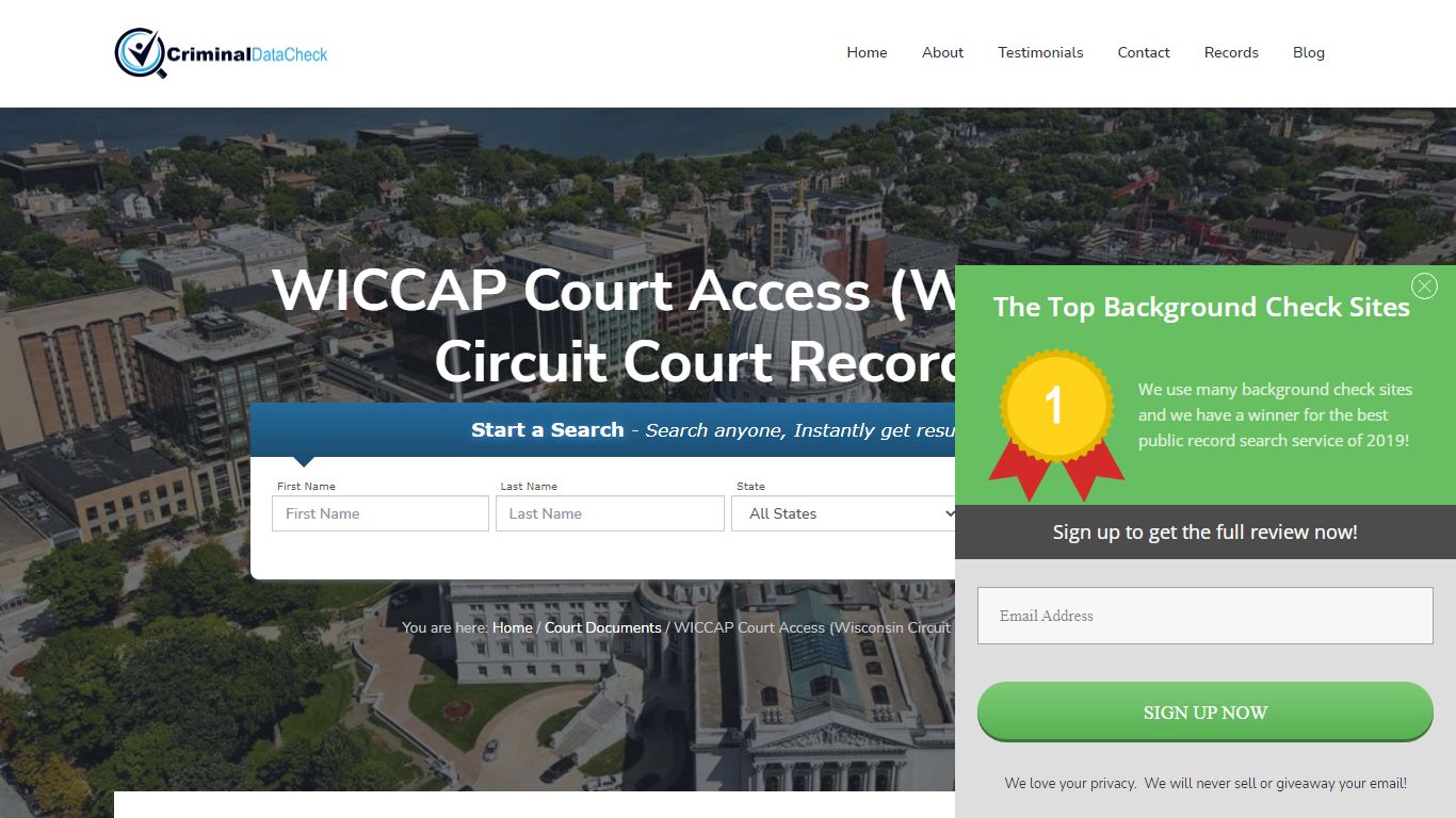 WICCAP Court Access (Wisconsin Circuit Court Records)